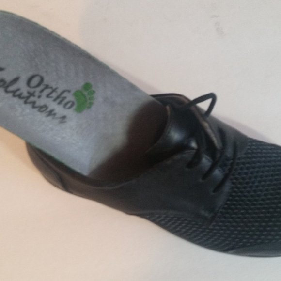 New Women's #1577 black leather +stretch oxford - Picture 4 of 4